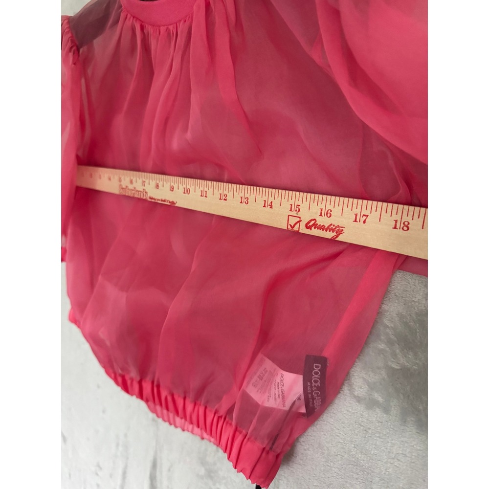 NWT Dolce & Gabbana Pink Sheer Organza Puff Sleeve Blouse IT44 US 8 10 MSRP $790 - Picture 4 of 6
